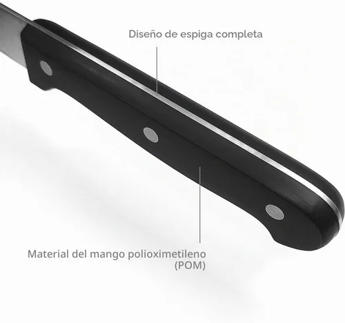 Vista 4 de Cuchillo de pan dentado de 10 pulgadas, hoja de acero inoxidable de alta calidad con borde ondulado, mango de espiga completa, cuchillo afilado