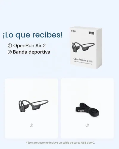 Vista 13 de SHOKZ OpenRun Air 2 Mini Bone Conduction Auriculares Bluetooth de oreja Negro