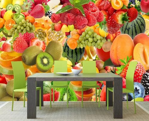Vista 3 de Papel pintado mural de pared de cóctel de frutas 178" x 117" No.11