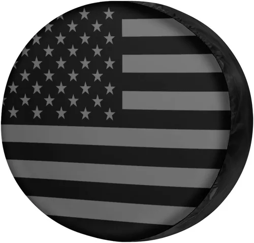 Vista 16 de Cubierta de Neumático de Repuesto con Bandera Negra de América con Agujero para Cámara de Respaldo Cubierta de Neumático de Rueda Compatible