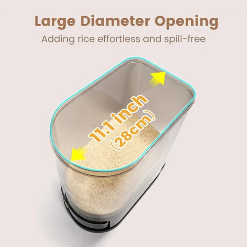 Vista 7 de SYNCVIBE Dispensador grande de arroz de 22 a 25 libras, dispensador de cereales, contenedor de almacenamiento de alimentos con taza medidora, Negro