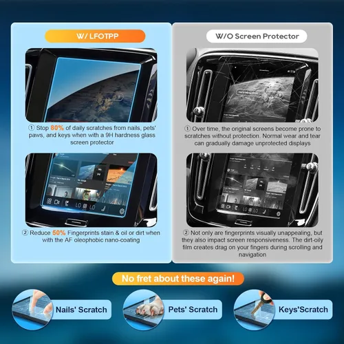 Vista 3 de Protector de pantalla de coche para accesorios Volvo 2016-2025 XC90/XC60/XC40/S90/S60/V90/V60 de 8.7 pulgadas + pantalla táctil AC con control