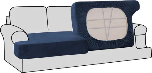 Vista 19 de H.VERSAILTEX Fundas de terciopelo elástico para silla con cojín en forma de T para sala de estar, funda de sofá, funda de asiento con cojín