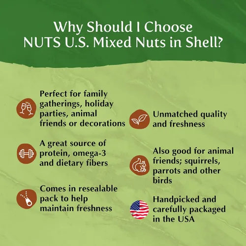 Vista 6 de NUTS U.S. – Nueces Mixtas en Cáscara (Almendras, Nueces, Avellanas, Pacanas, Nueces de Brasil) Sin Colorantes Añadidos y Sin Sabores Artificiales