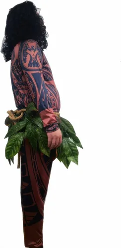 Vista 2 de Maui Tattoo CamisaPantalones de Halloween para adultos, hombres, mujeres, cosplay, conjunto de pelucas