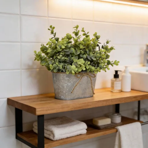 Vista 7 de Plantas artificiales de eucalipto para centro de mesa, plantas rústicas en maceta para decoración del hogar de granja, vegetación artificial