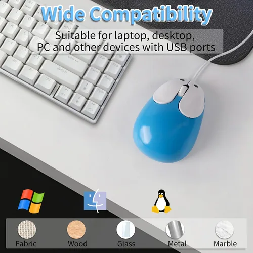 Vista 7 de Ratón con cable USB con cable USB con forma de conejo de dibujos animados con cable de 4.59 pies, 3 botones, portátil, pequeño, kawaii, conejito