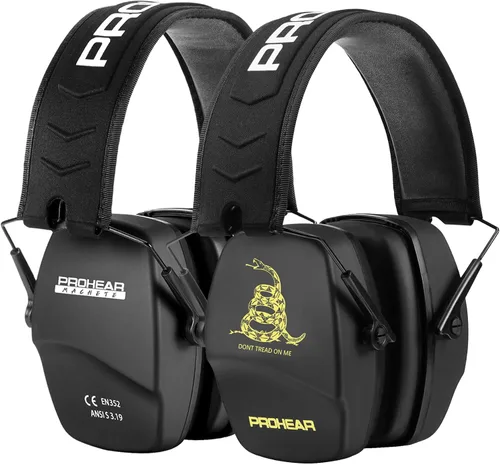 Vista 9 de PROHEAR 016 Shooting - Orejeras de protección para los oídos, paquete de 2, NRR 26dB para rango de armas, caza, negro y verde