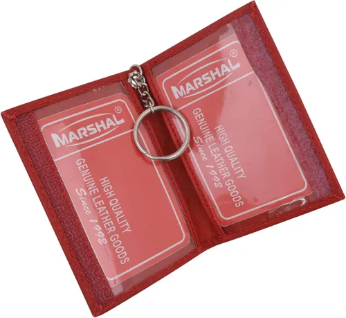 Vista 2 de Marshal Tarjetero de piel de cordero auténtica con llavero para tarjetas de crédito