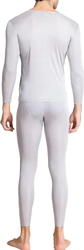 Vista 3 de Grenasasilk Set de ropa interior térmica de seda para hombre, calzoncillos largos de seda de Mulberry, ropa interior térmica con cuello en V