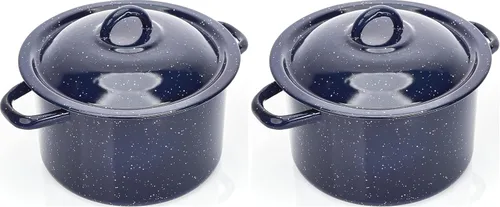 Vista 12 de IMUSA USA C20666-1062810W - Olla de acero esmaltada moteada con tapa, 4 cuartos de galón, azul