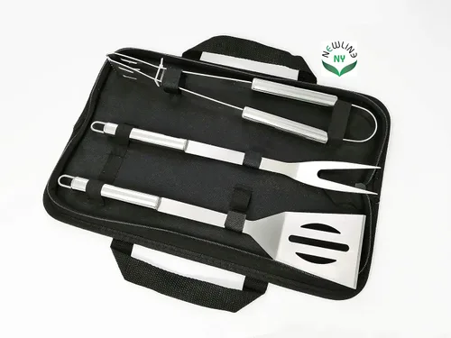 Vista 2 de NewlineNY - Kit de herramientas para barbacoa de acero inoxidable (juego de 3 piezas)