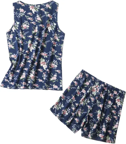 Vista 2 de ENJOYNIGHT - Conjunto estampado de pijama con parte superior sin mangas y pantalones cortos, para mujer