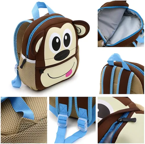 Vista 6 de Hipiwe, mochila para bebés, niños, niñas, para jardín de infantes, de neopreno, con adorables caricaturas animadas, para niños de 1 a 5 años