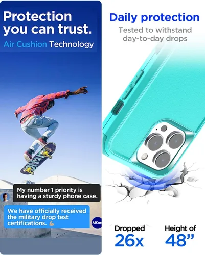 Vista 5 de AICase Funda resistente de 3 capas para iPhone 14 Pro (6.1 pulgadas), apta para bolsillo, protección de grado militar, a prueba de golpes, a prueba