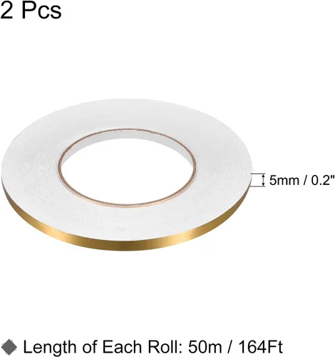 Vista 2 de uxcell 2 calcomanías autoadhesivas de papel de aluminio de 0.2 pulgadas x 164 pies para decoración de huecos, tira de cinta adhesiva impermeable