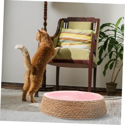 Vista 5 de balacoo Cama de ratán para mascotas, cojín redondo, camas para mascotas para perros pequeños, cama circular para perros, suministro de dormir