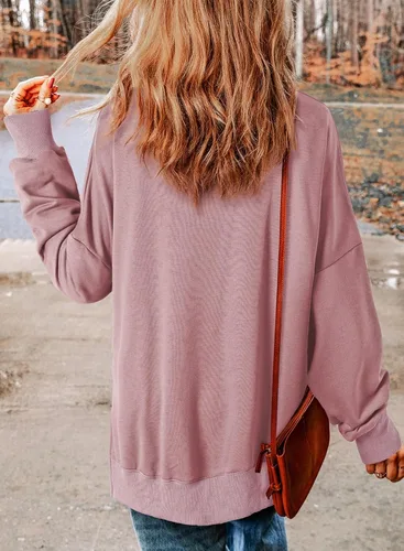 Vista 44 de SHEWIN Sudadera casual de manga larga con cuello redondo para mujer, ligera, holgada