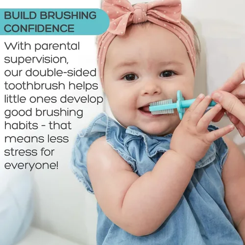 Vista 3 de grabease Cepillo de dientes de doble cara - Promueve el cepillado independiente y el cepillo de dientes para niños pequeños - Cepillo de silicona
