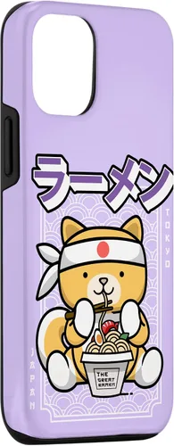 Vista 3 de Funda Kawaii para iPhone 15 Ramen Dog Shiba Ramen Fideos Estilo Japonés