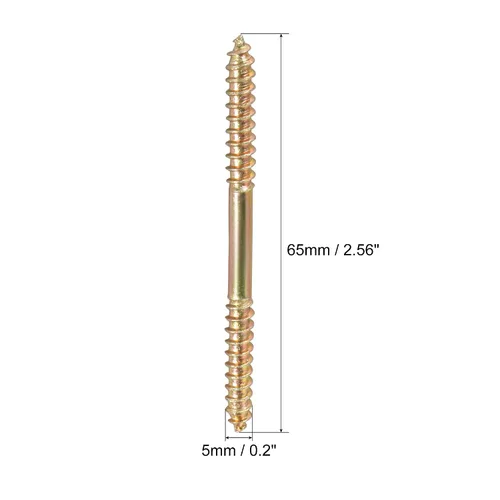 Vista 2 de uxcell Pernos de suspensión de 0.197 x 2.559 in, 12 tornillos de rosca autorroscante de doble extremo de madera a madera para conexión de madera