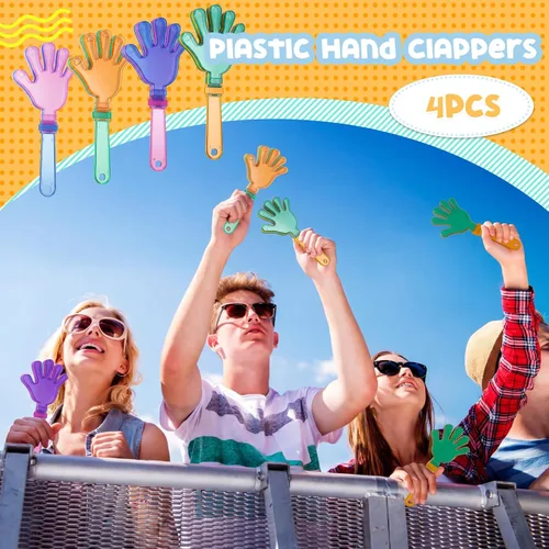 Vista 6 de Meooeck 4 unidades de 7.5 pulgadas de plástico para hacer ruido, para eventos deportivos, fiestas, cumpleaños, recompensas, juegos, regalos