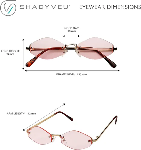Vista 5 de ShadyVEU Lentes de sol delgados y estrechos con forma hexagonal de diamante sin montura de metal, color caramelo, lentes de tinte ajustados a la moda