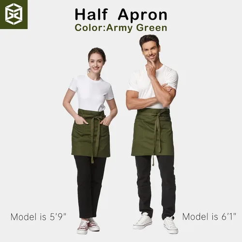 Vista 4 de Delantal unisex medio bistro delantal servidor con bolsillos impermeable 4251BY