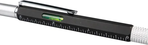 Vista 5 de DUNBONG Bolígrafo de metal multiherramienta 6 en 1, con destornillador, tinta negra, lápiz capacitivo, nivel y regla, 1 unidad (negro)