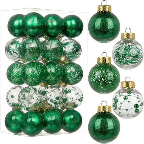 Vista 17 de Briful Bolas de Navidad de plástico transparente inastillables de 3.150 in/3.15 pulgadas, juego de bolas de Navidad decorativas transparentes