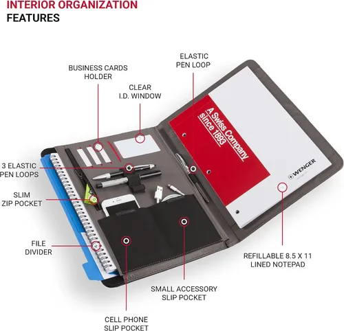 Vista 2 de Wenger Concept - Organizador de documentos con cremallera, Negro -, Padfolio
