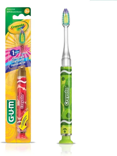 Vista 8 de GUM - 202RK Crayola Timer - Cepillo de dientes ligero (cepillo de dientes individual), cerdas suaves, el embalaje puede variar (paquete de 2)