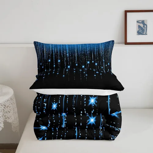 Vista 3 de Feelyou - Juego de edredón abstracto ombre, color azul y negro, juego de cama para adolescentes, para niños, mujeres y jóvenes, juego de edredón