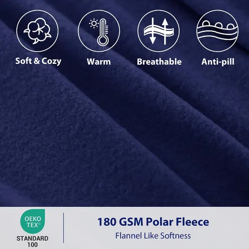 Vista 3 de Juego de sábanas de forro polar Softan tamaño completo, sábanas tipo franela suaves, sábanas de microforro polar de terciopelo para invierno, azul