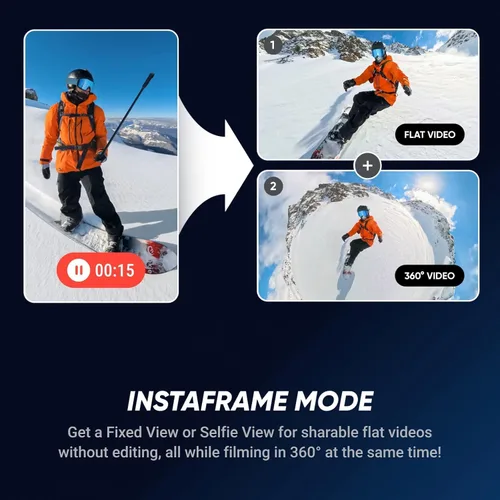 Vista 7 de Insta360 X5 - Cámara de acción impermeable 360 con sensores de 1/1.28", video HDR 360 de 8K, foto de 72 MP, lente única 4K a 60 fps, rendimiento
