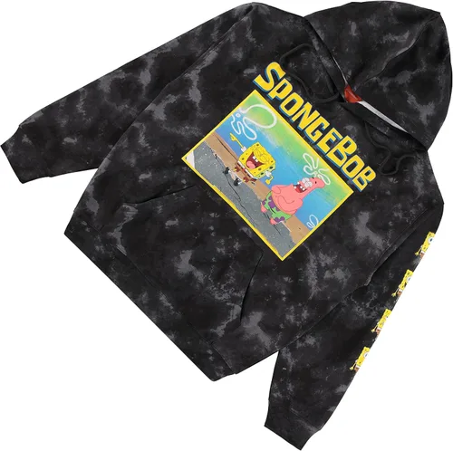 Vista 6 de Nickelodeon Sudadera clásica con capucha de Bob Esponja para hombre, diseño de Bob Esponja, Patrick & Krusty Krab Tie Dye
