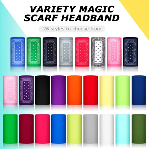 Vista 4 de JaGely 50 Pieces Neck Gaiter Sports Neck Head Wrap Headband Scarf Face Bandana Hair Wrap Neck Tube Balaclava for Women Men