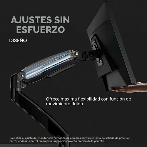 Vista 5 de HUANUO NITROGLIDE™ Soporte de monitor dual para 13 ″ – 40 ″, soporte de monitor doble premium con USB, soporte de monitor ajustable en altura para 2