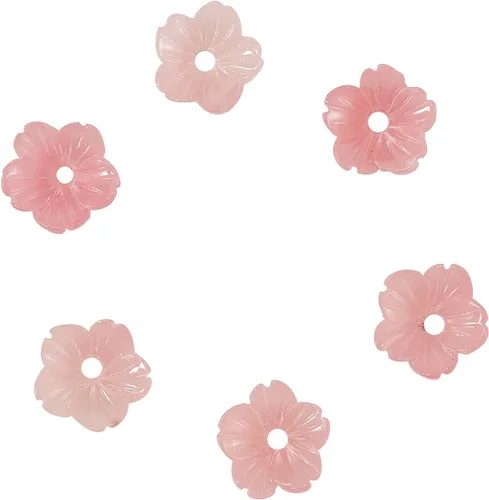 Vista 2 de Airssory 100 cuentas de polvo de conchas en forma de flor, cuentas rojas, espaciadores, cuentas sueltas a granel para decoración de joyas, 0.31 x #01