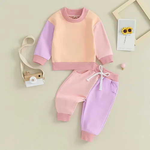 Vista 4 de Fernvia Ropa para bebé niña de 3, 6, 9, 12, 18 y 24 meses, conjuntos de sudadera de manga larga + pantalones