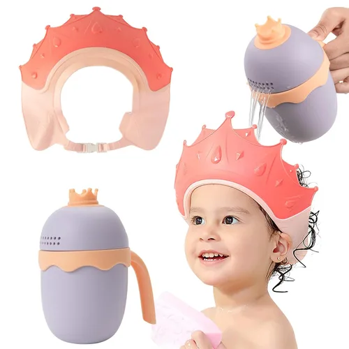 Vista 11 de FUNUPUP - Gorro de ducha para bebé, para niños, champú de baño para bebé, visera de lavado de cabello, ajustable, dinosaurio azul