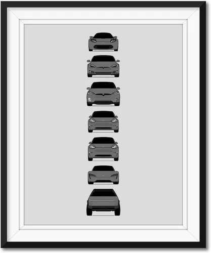 Vista 8 de Custom Car Posters Póster hecho a mano compatible con Tesla Generations e impresión de Roadster, Model S, Model X, Model 3, Model Y, Cyber Truck
