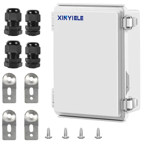 Vista 25 de Caja de conexiones de plástico ABS impermeable para proyectos al aire libre, IP67, resistente a la intemperie, a prueba de polvo con cubierta