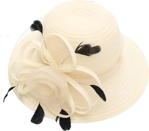Vista 37 de seven wolves Sombrero de sombrero de iglesia Derby para mujer, sombrero de ala ancha para el sol beige B