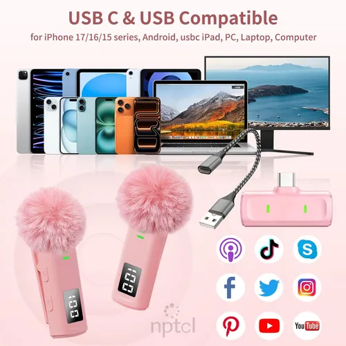 Vista 9 de Micrófono inalámbrico para creadores de contenido, micrófono USB