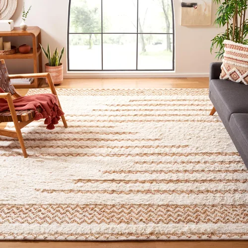 Vista 12 de SAFAVIEH Natura Collection Alfombra de pasillo, 2 pies 3 pulgadas x 6 pies, marfil y marrón, lana hecha a mano, ideal para zonas de alto tráfico