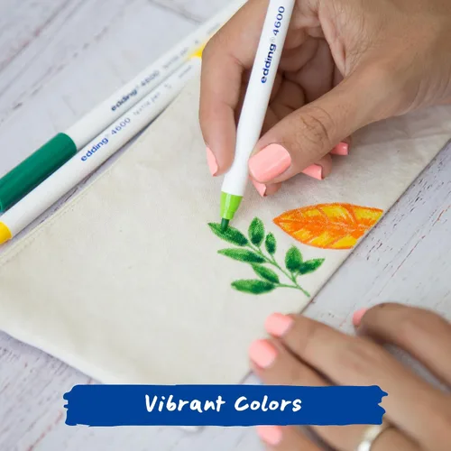 Vista 8 de edding 4600 Bolígrafo textil – Juego de 10 colores (básico) – Punta redonda de 0.039 in – Bolígrafos de tela permanente para dibujar en textiles