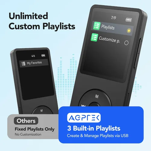 Vista 7 de Reproductor de música MP3 AGPtek – A02 Sonido sin pérdidas, soporta hasta 128 GB