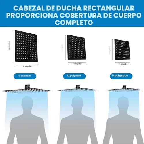 Vista 4 de Cabezal de ducha, cabezal de ducha de lluvia de 8" con combo de rociador de mano y brazo de extensión ajustable/regulador de flujo de 3 vías/sistema