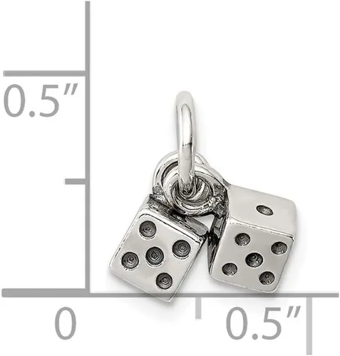 Vista 2 de Colgante de plata de ley 925 maciza con dije de dados antiguos de 0.433 in, Metal